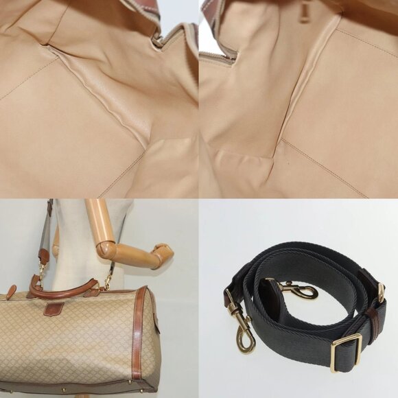 CELINE Macadam Canvas Boston Bag 2way Beige Brown Gold Auth 94675 - Picture 15 of 16